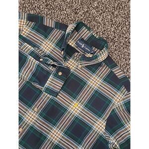 Ralph Lauren Men's Plaid Flannel Classic Fit Button-Down Shirt Blue‎ Large